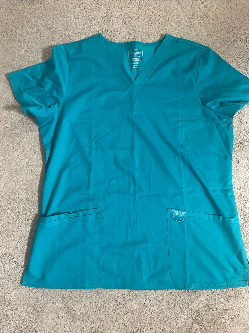 Cherokee Teal V-Neck Short Sleeve Scrub Top